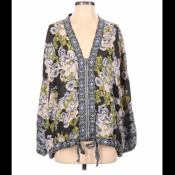 Free People Jackets & Blazers - Free People Floral Zip Jacket M/L